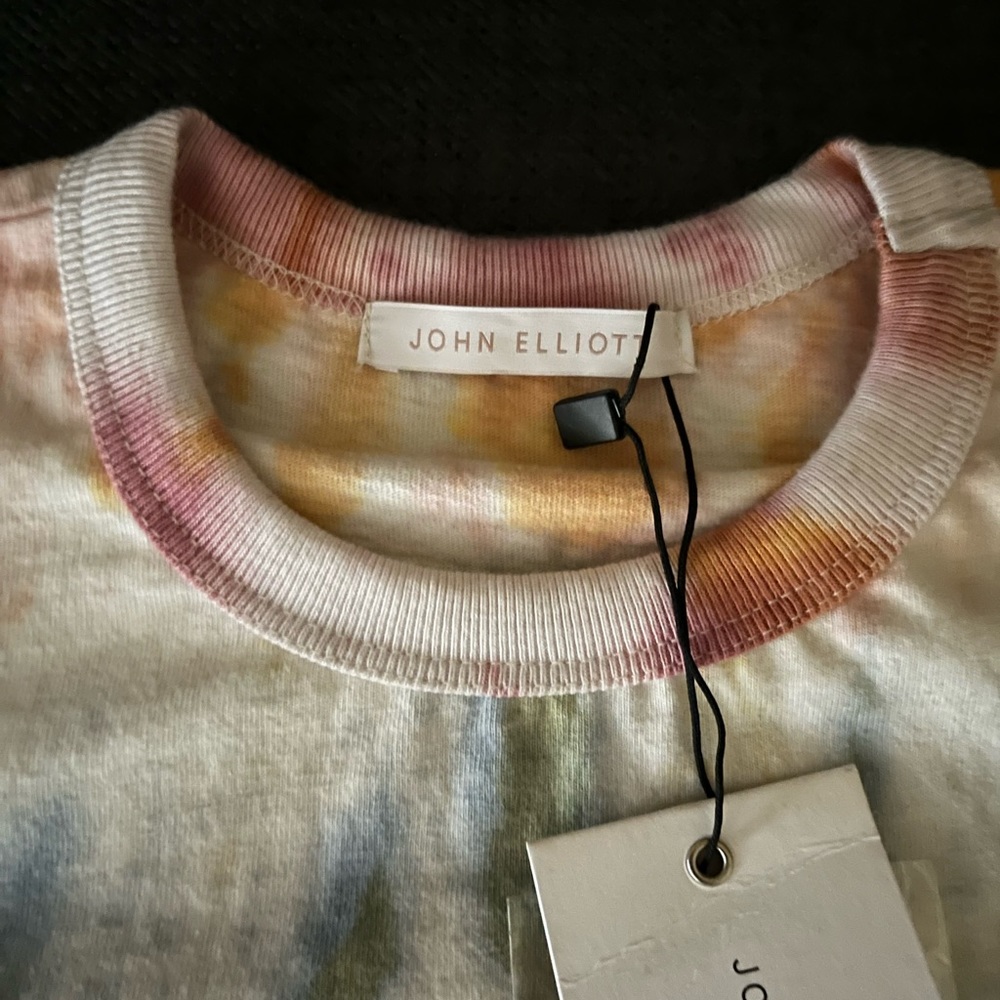 John Elliott Tie-Dye Short Sleeve Tee in Cream, Pink, Yellow, Blue
